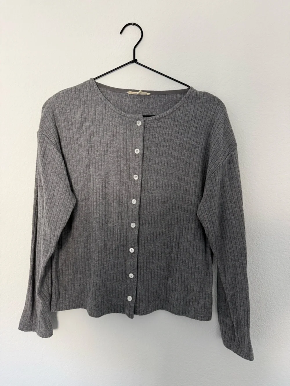 Madewell Heather Gray Ribbed Button-Front Cardigan